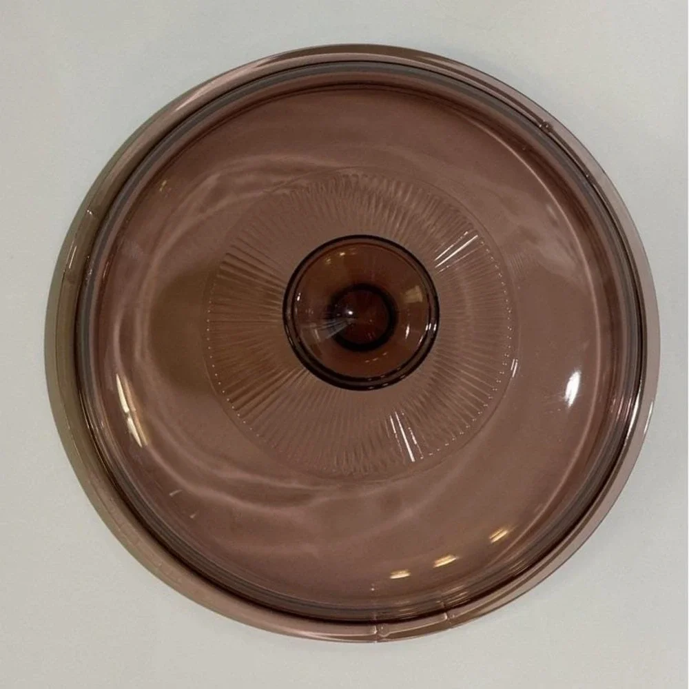 Vintage Pyrex‎ Cranberry Glass Lid V2 5C Diameter 8.5